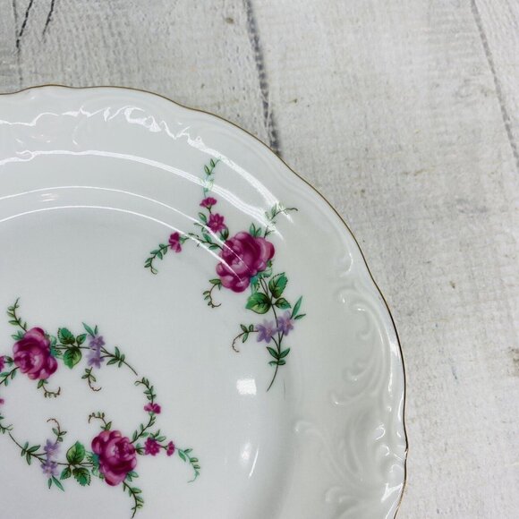 Royal Kent POLAND RKT3 Bavarian Rose Gold Trim Scallop China Salad Plates Set 4 - Picture 13 of 15